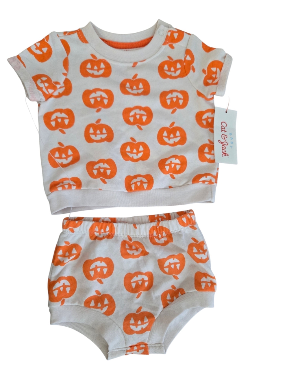 Cat & Jack White and Orange Pumpkin Print Kids Two-Piece Set